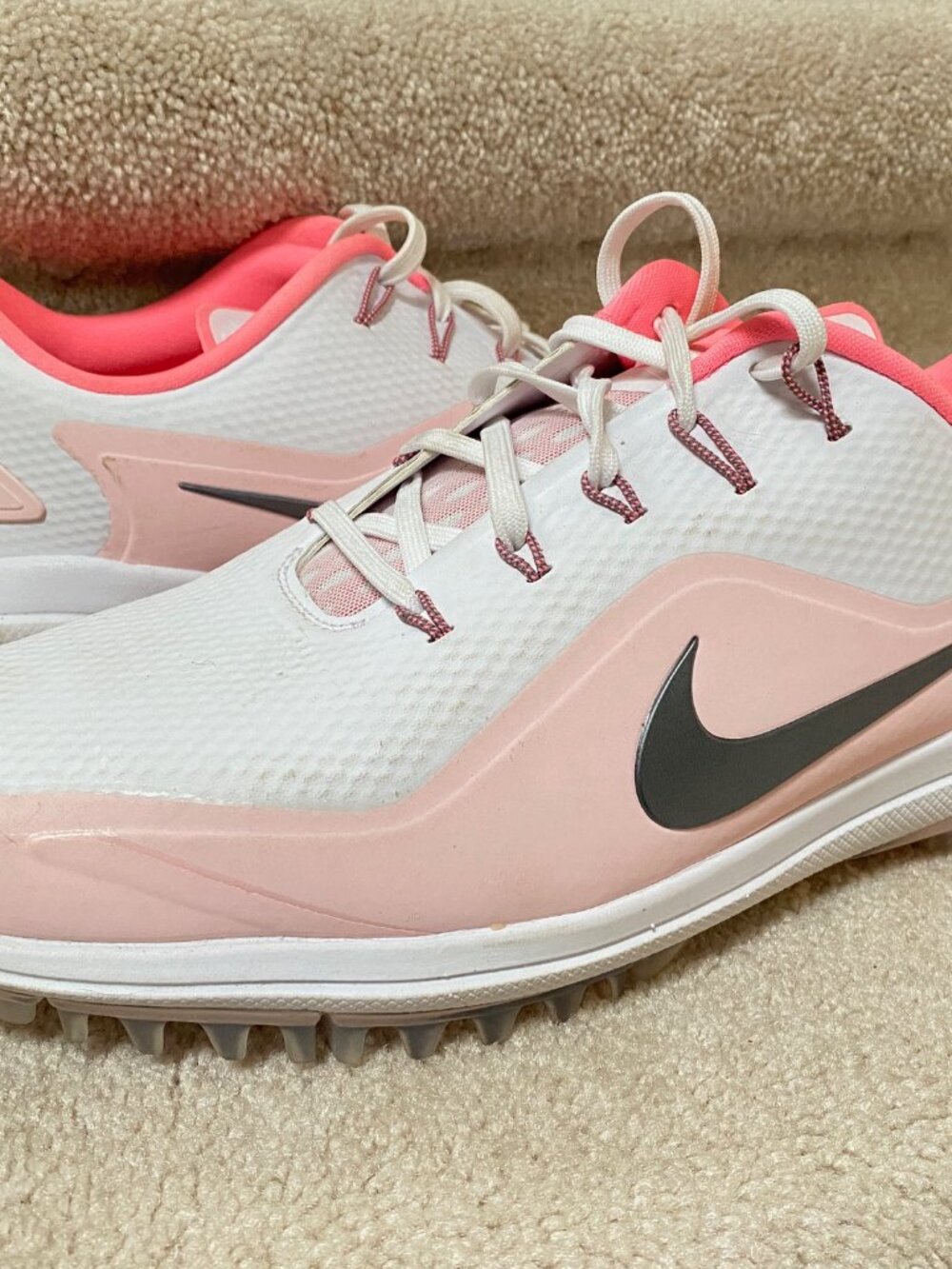 Nike Women's Lunar Control Vaport 2 Golf Shoe in White and Pink  Size 11
